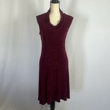 Vikki Vi Women’s Small Burgundy Fit and Flare Midi Dress Made in USA Body Con