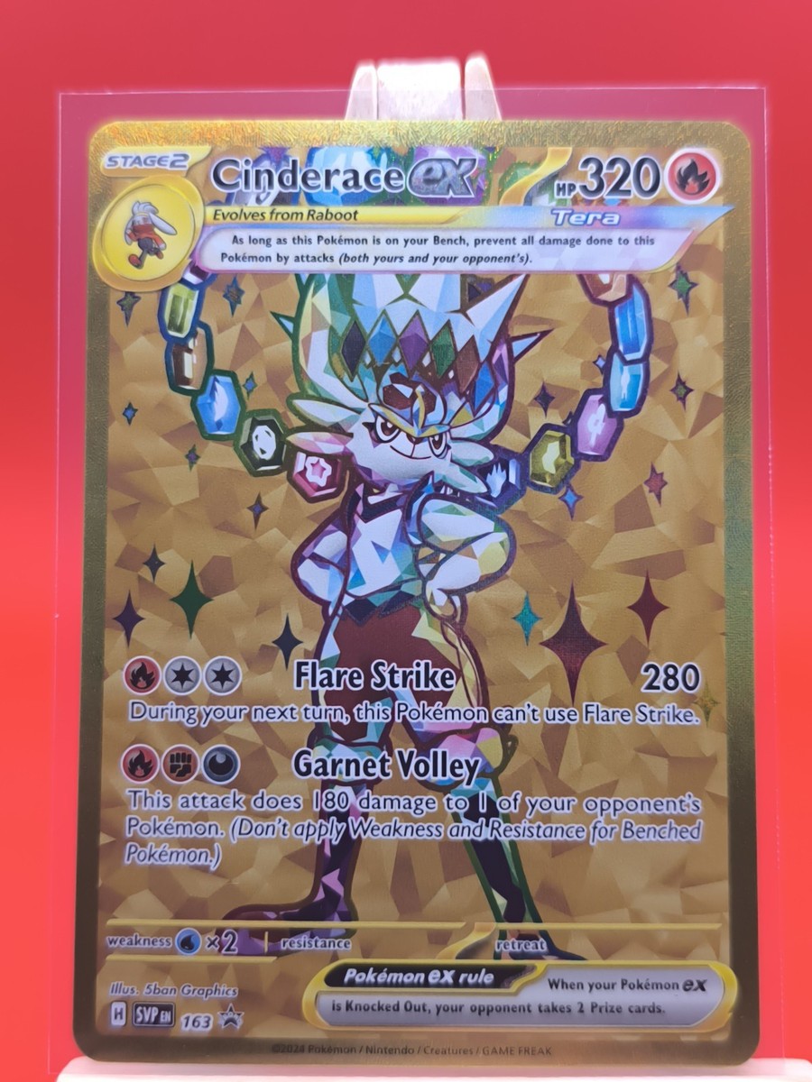 Pokemon - Cinderace ex SVP 163 - Gold Full Art - Carte Promo Terapagos Ultra Premium Collection - Exclusivité