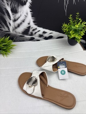 Universal Thread Women's White Shell Accent Slide Sandals Size 8
