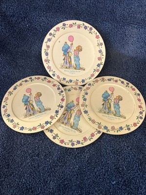 VTG Holly Hobbie Chilton Toys Play Set Dishes Plates 4 Pc