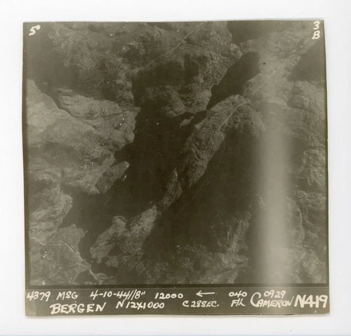 Arial photo from plane Military vintage snapshot photo ww2 World War Two Bergen
