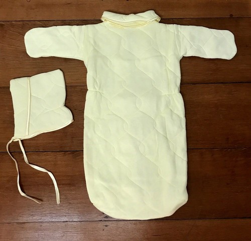 Vintage Baby Schlafsack Tasche Reißverschlüsse gelb langärmelig gesteppt; 0 - 6 Monate 1960er - Bild 3 von 4