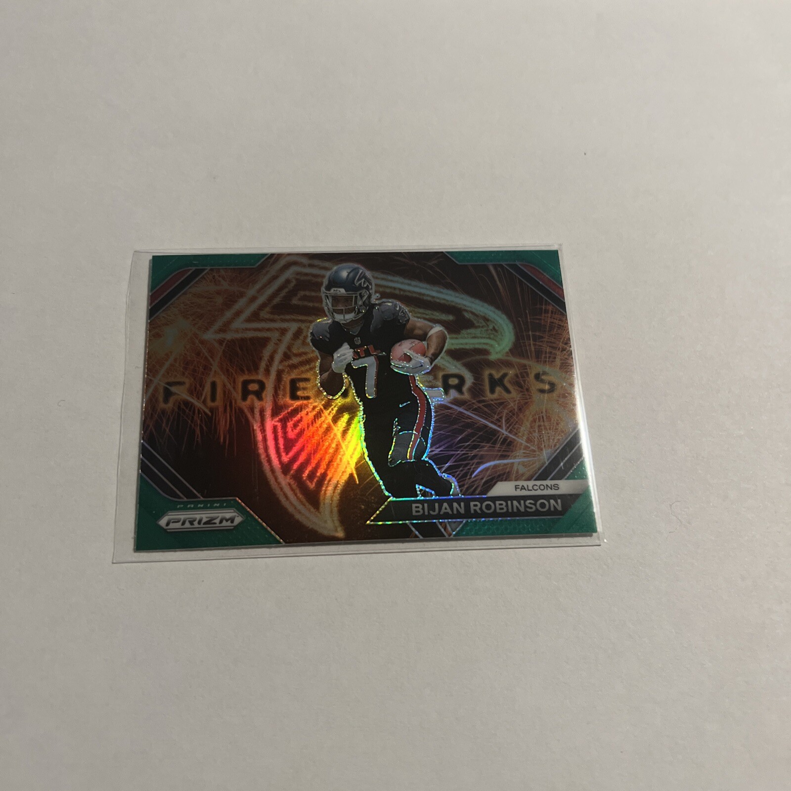 2023 Prizm Bijan Robinson Fireworks Green Prizm Rookie RC #F-24 Falcons