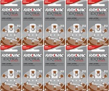Rayovac Extra Size 312, 60 Hearing Aid Batteries w/ Battery Caddy. Exp 2029
