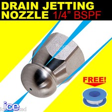 HIGH PRESSURE JET WASH DRAIN CLEANER FLUSHING JETTER STEEL NOZZLE HEAD 1/4" BSPF