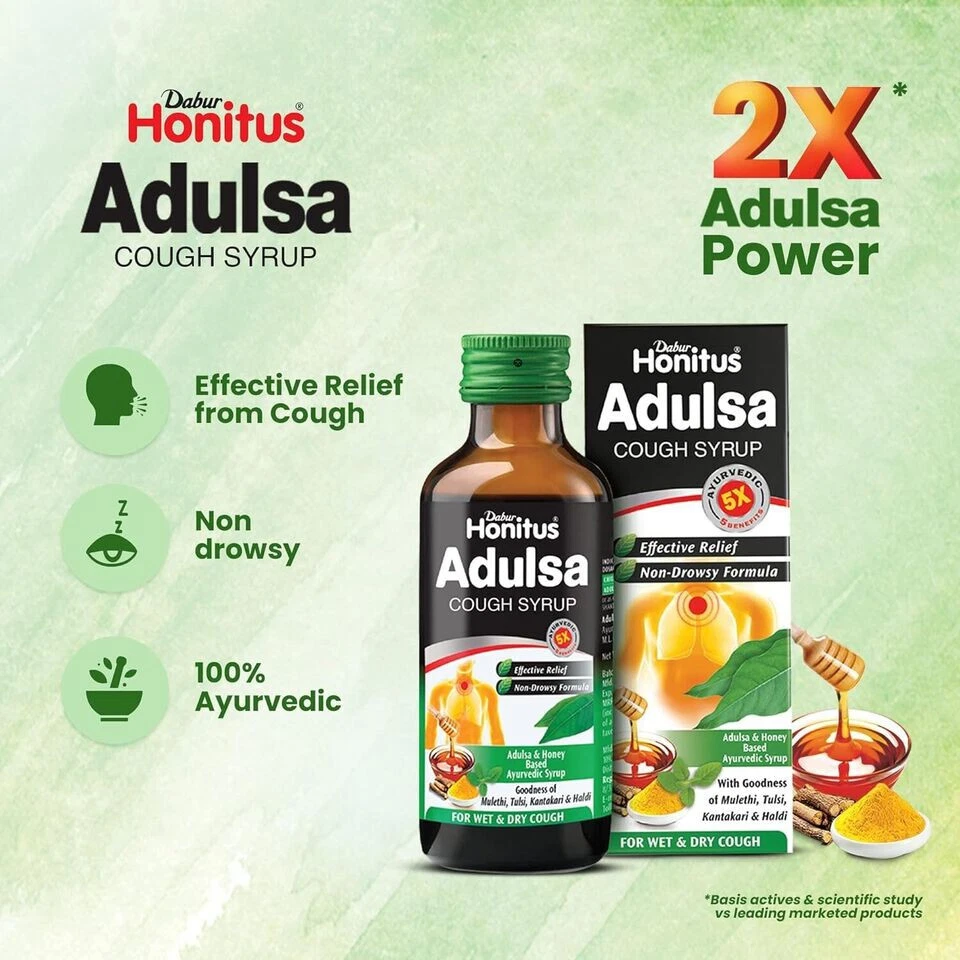 Jarabe para la tos Dabur Honitus Adulsa 100 ml para irritación para tos e garganta + envío gratuito Foto 2 de 4