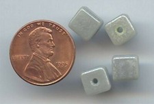 24 VINTAGE CZECH GREY AB GLASS SQUARE 8mm. BEADS W244