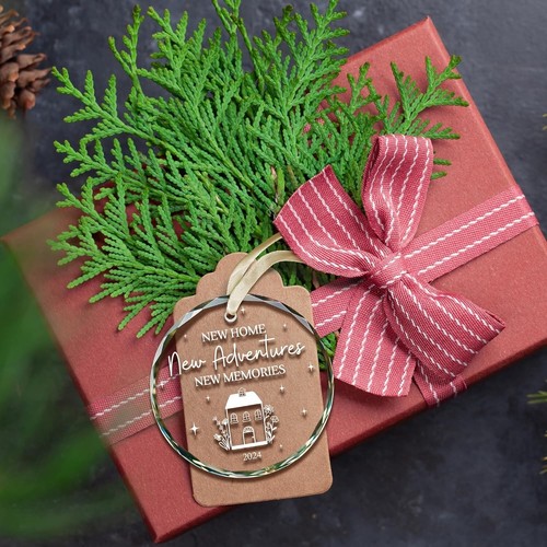 Lightweight Glass Housewarming Gift with Beige Ribbon - New Home Ornament 2024 - Picture 8 of 9