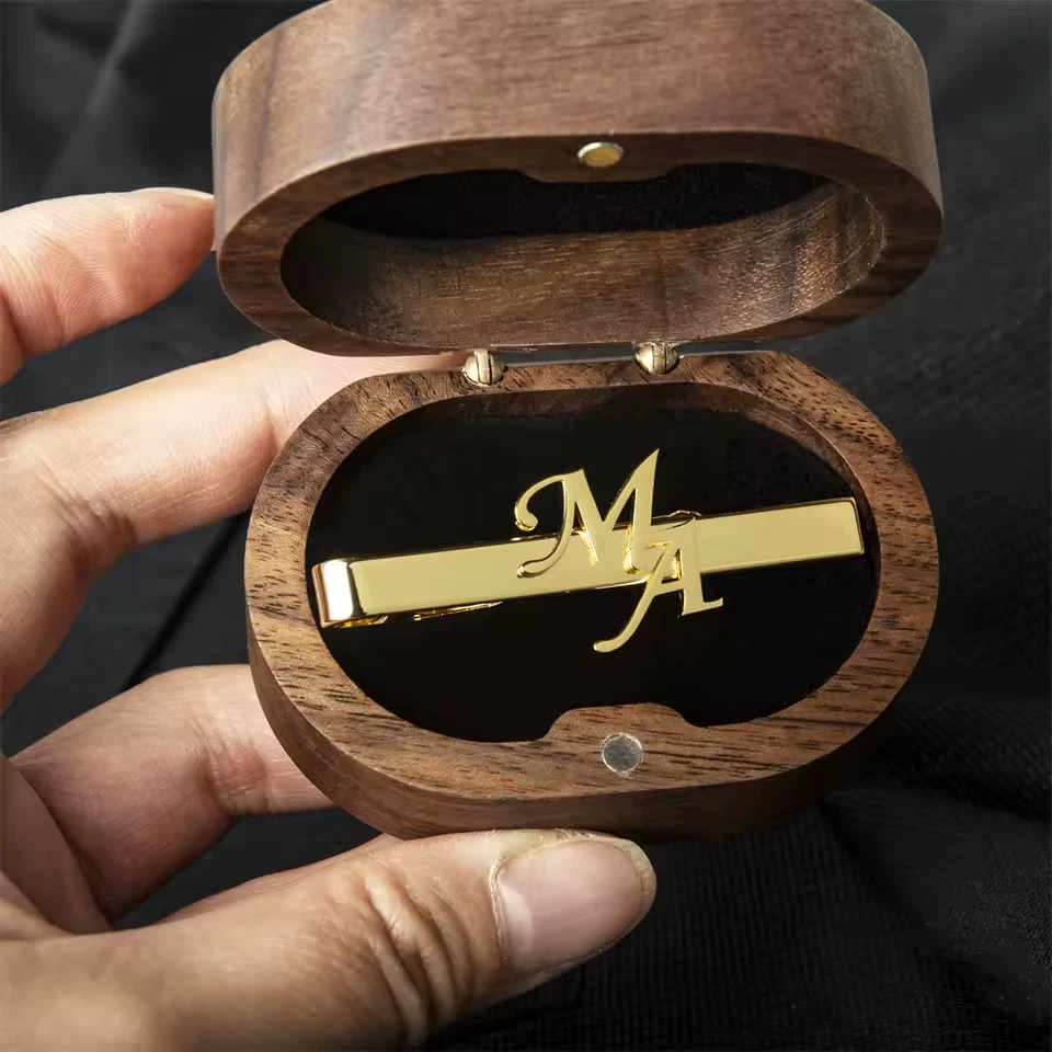 Индивидуальные инициалы имя галстук зажим персонализированные ювелирные изделия из нержавеющей стали серебра золота - Изображение 4 из 4