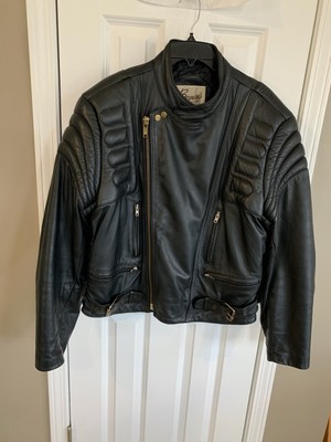 BERMAN'S Men's Vintage Black Leather Padded Motorcycle Jacket Size 42 | eBay