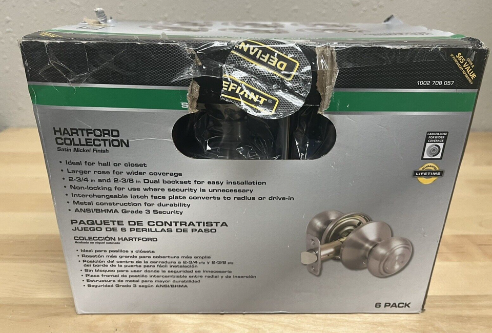 Defiant Hartford Passage Door Knob Contractor Pack In Satin Nickel 6
