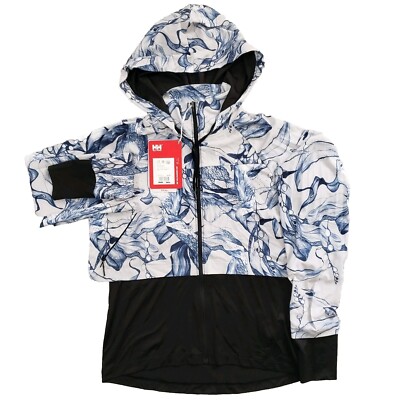NWT Helly Hansen Womens Jacket Medium Hybrid Running Grey Fog Esra Blue White