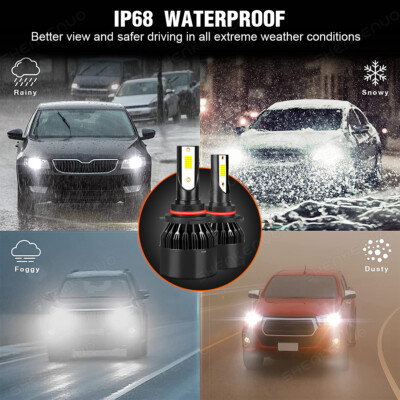 LED Headlight & Fog Light Bulb Combo For Jeep Cherokee 2014-2015 - 6000K Clear White, 9012 & 5202
