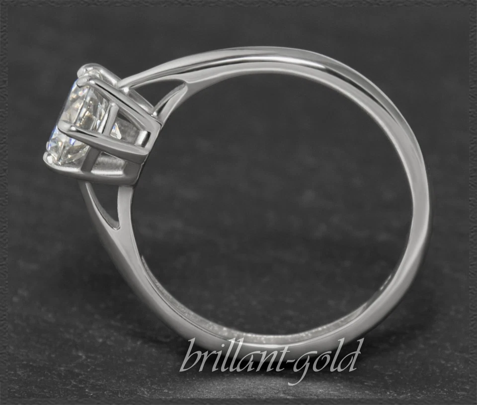 Diamant Ring, 1,26ct River D & Si Brillant, 585 Weißgold, Damen Solitär - Bild 3 von 4