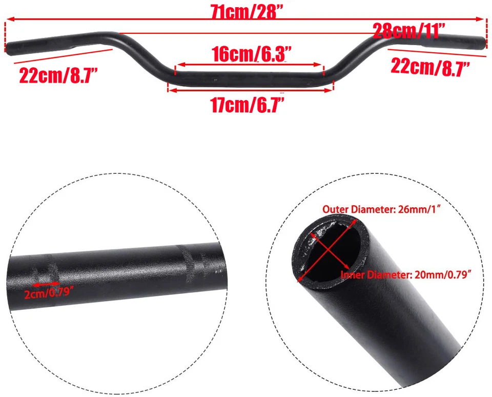 2"Rise Tracker Drag Bars Handlebars 1" 25mm Pullback for Harley Motorcycle Black - Image 4 of 4