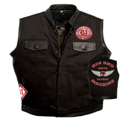 49 Hells Angels Support81 Denim - Leather Vest Big Red Machine