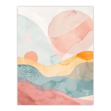 Abstract Yorkshire Dales Park Sunset Watercolour Wall Art Poster Print