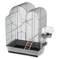 Duvo+ VogelkäFig Eliza Grau/Schwarz 54X34X75Cm FüR 3 VöGel Mit Badehaus