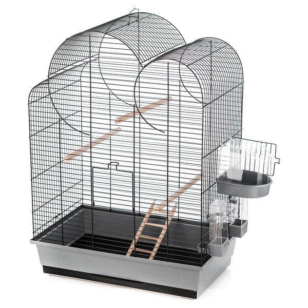 Duvo+ VogelkäFig Eliza Grau/Schwarz 54X34X75Cm FüR 3 VöGel Mit Badehaus-image