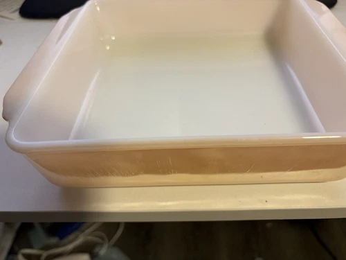 Vintage Anchor Hocking Fire King Peach luster Ware Square Casserole Dish 8"