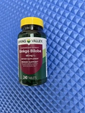 Spring Valley Extract Ginkgo Biloba Herbal Supplement 60 mg, 240 ct Exp 02/2027