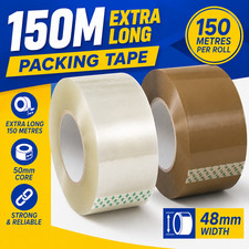 150M Clear Brown Tape 48mm Parcel Box Sealing Extra Long Strong Adhesive Rolls