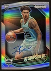 KJ Simpson Jr. 2024-25 Panini Prizm Black Auto Silver Prizm RC Hornets