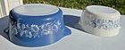 Vintage Set of 2 Pyrex Colonial Mist Casserole Dish Bowls Blue 474 & 475