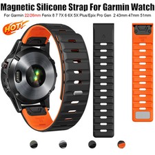 Magnetic Silicone Quick Fit Sports Band For Garmin 26mm 22mm Fenix 8 47mm 51mm