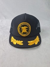 Vintage NRA Snapback Trucker Hat Cap National Rifle Association Black Mesh Gold