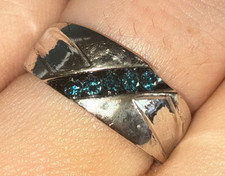 Men's .33 CTW Blue Diamond Rhodium over Sterling Silver Ring Size 8