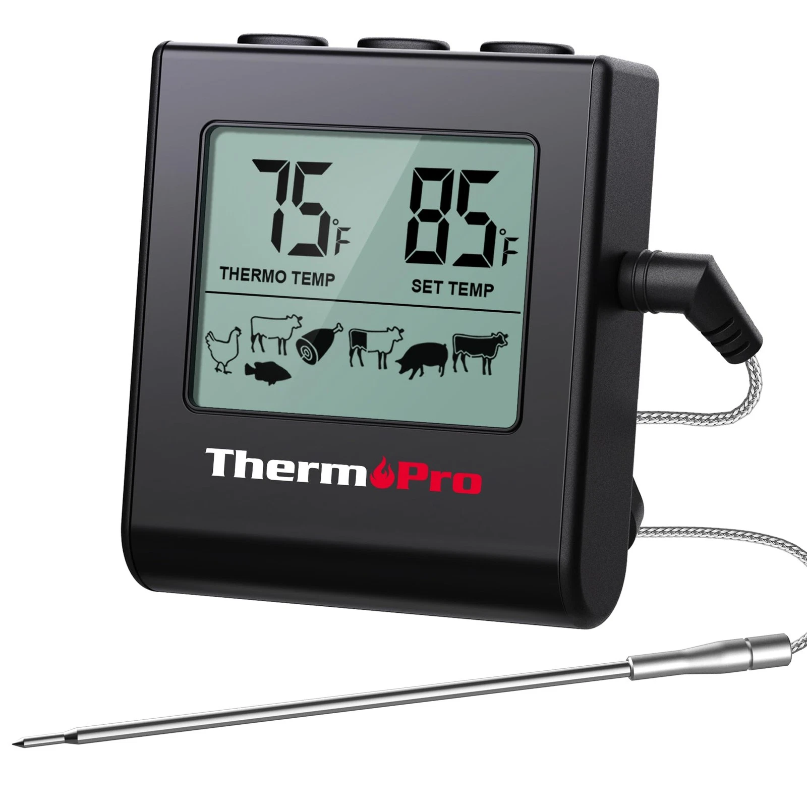 TP16H Large LCD Digital Meat Thermometer for Cooking, Smoking, Grilling, BBQ ...