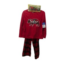 Buffalo Plaid "Sister" Christmas Holiday Pajamas 2 Piece Girls Size 6