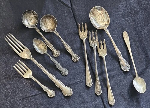 10 Antique Sterling Silver Mixed Lot Flatware 211.41 Grams Spoons Forks Gorham