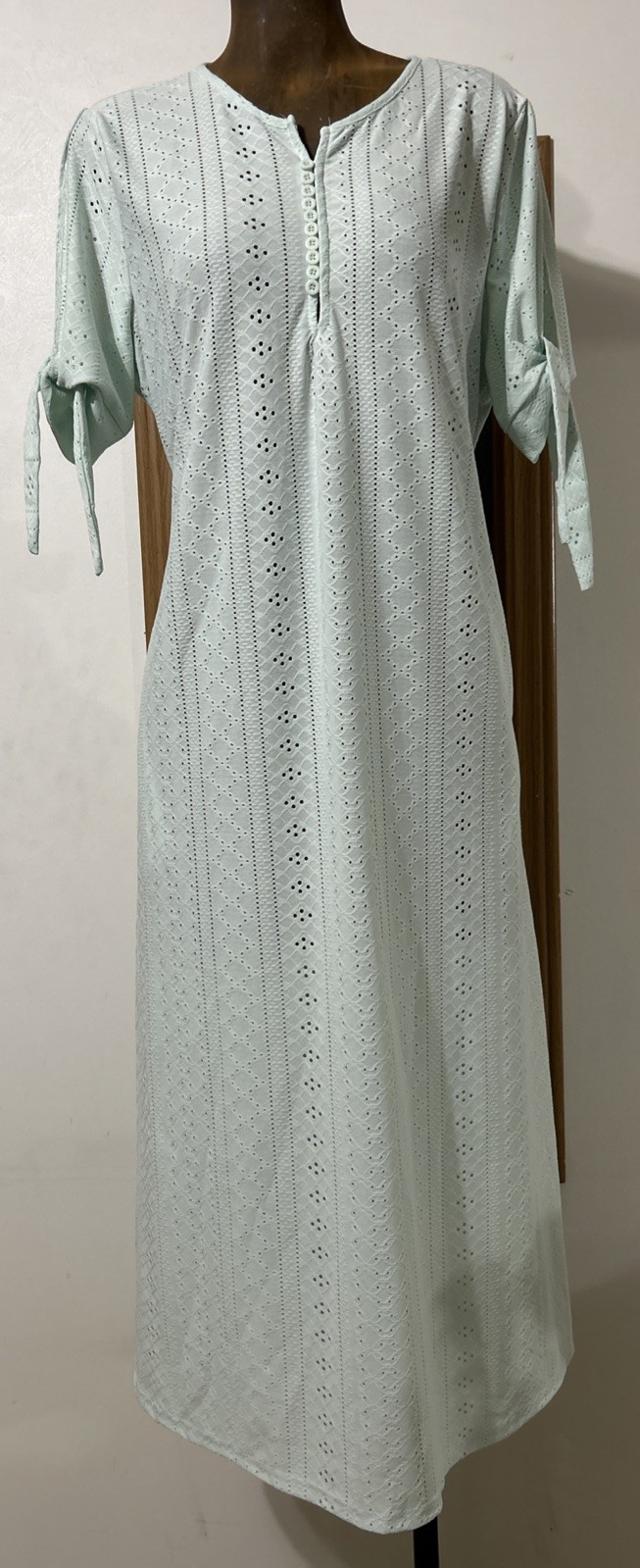 Eyelet Casual Midi Dress Large Pink Purple Green Cover-up Boho Long Vacation