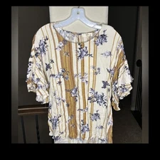Entro Floral Striped Blouse Style #T10876 NEW