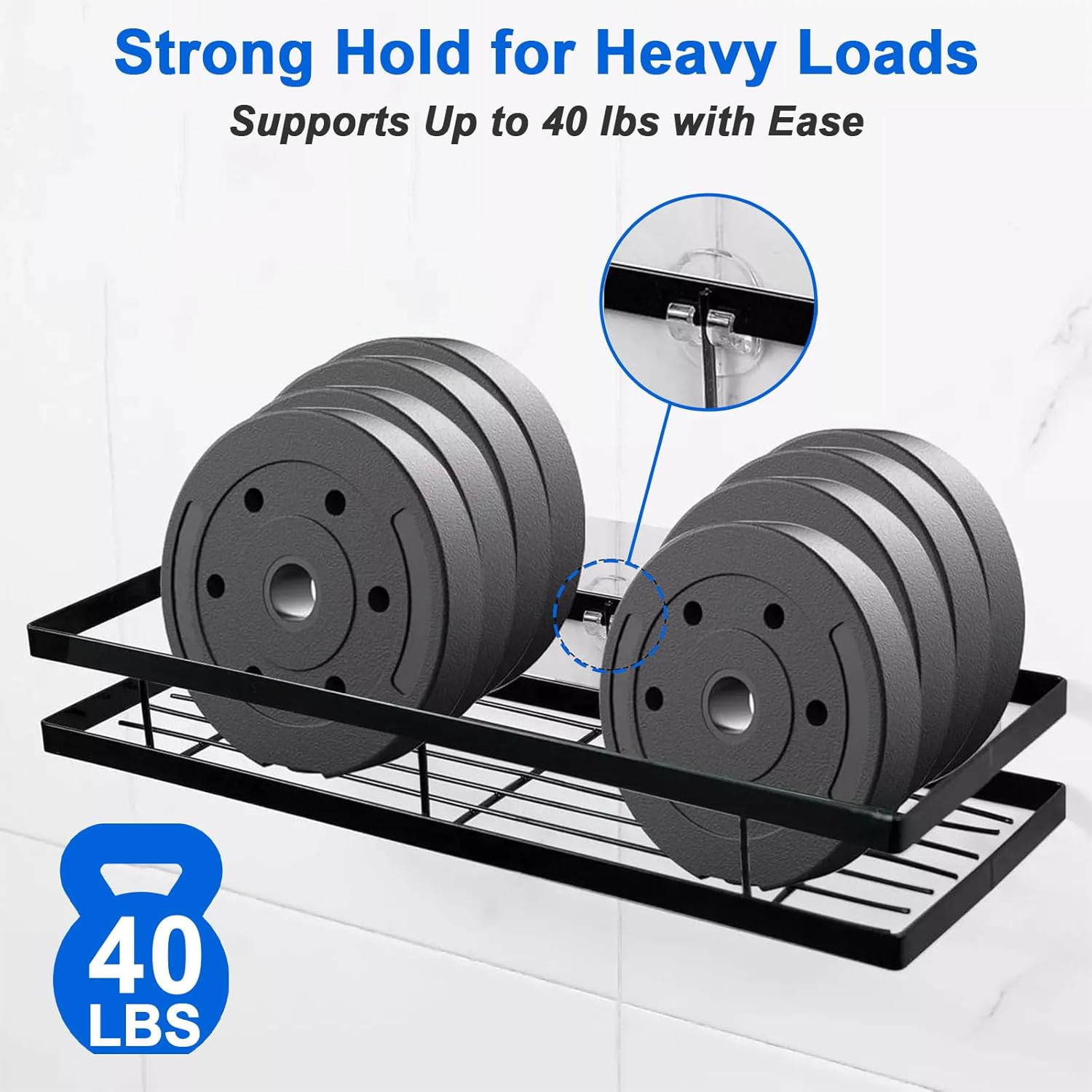 4 Packs Shower Caddy Adhesive Replacement, Strong Adhesive Hooks for Shower Cadd