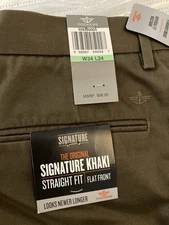 NWT Dockers Men's 34x34 Signature Khaki Straight Fit Flat Front No wrinkles