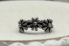 Vintage Sterling Silver 925 3 Flower Ring Size 6 / 3.31 Grams
