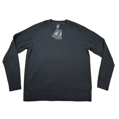 Nike Tiger Woods Sweater Mens L Wool Blend Golf Performance Solid Black Layer