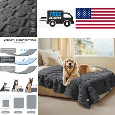 Waterproof Dog Blanket for Medium Large Dogs Grey 85x57 Inch Machine Washable