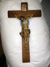 Großes Wand Kreuz Kruzifix Jesus Christus INRI massiv Holz