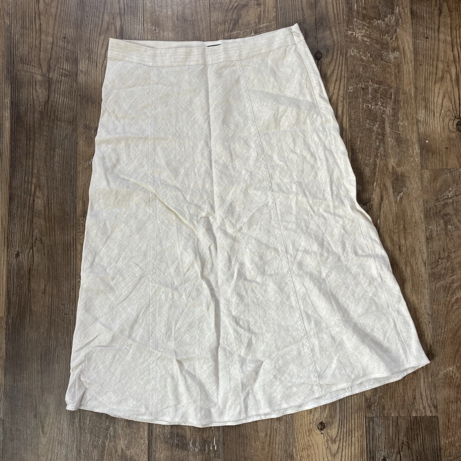 J. Crew Baird McNutt Irish Linen Flax Linen Midi Slip Skirt Size 12