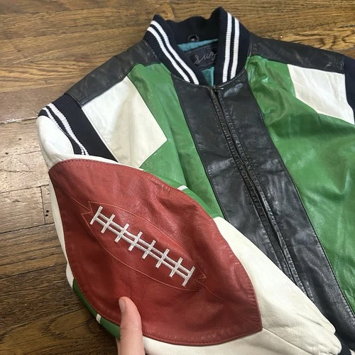 Vintage 90s Michael Hoban Wheremi Football Genuine Leather Jacket RARE image 4