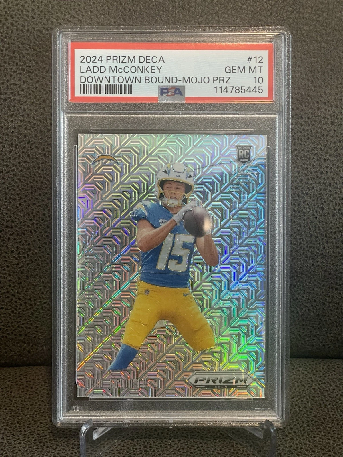 Ladd McConkey Panini Prizm Deca Downtown Bound #12 Mojo Prizm