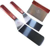 Grillspatel Edelstahl Langer Plancha-Spatel Schaber Mit Holzgriff Bbq