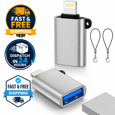2 Pack Lightning to USB 3.0 OTG Adapter for iPhone 14 13 12 11 iPad Flash Drive