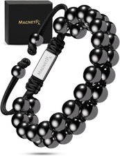MagnetRX  Magnetic Hematite Bracelet MAX Strength Magnetic Stones Beaded Magnet