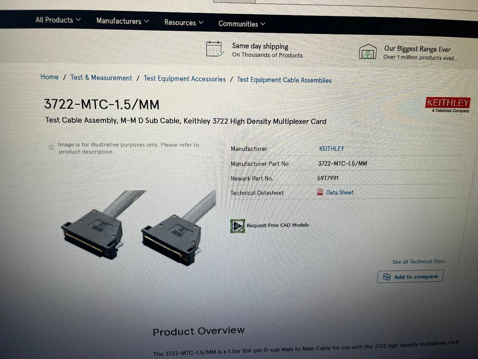 2DD Keithley 3722-mtc-1.5 CA-475-1.5B - Image 4 of 4