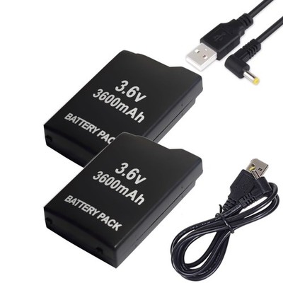 2x 3.6V Rechargeable Battery +Power Cable for Sony PSP-110 PSP-1001 PSP 1000 FAT